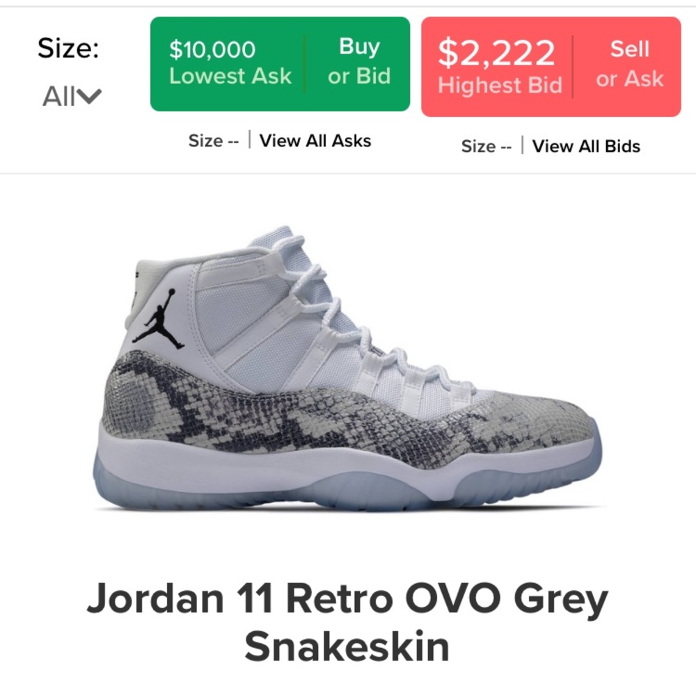Jordan 11 OVO Retro  Snakeskin size 12